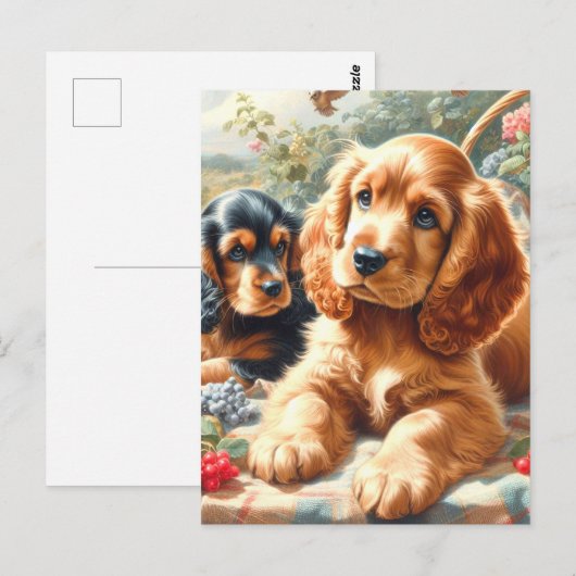 Niedlich Cocker Spanischmalerei Postkarte (Vorne/Hinten)