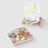 Niedlich Cocker Spanischmalerei Steinuntersetzer (Seitenansicht)