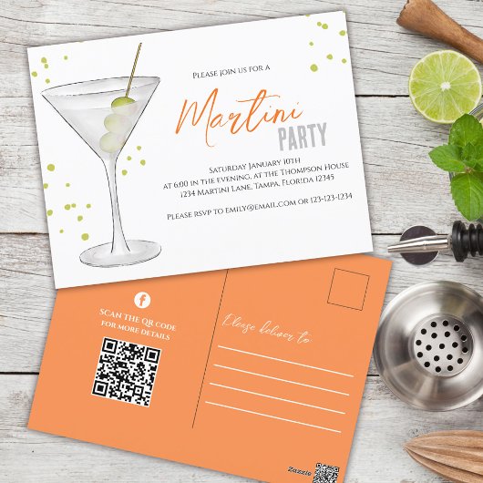Niedlich Cocktail Party Martini Drink Custom Postkarte