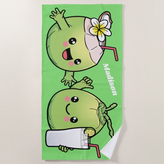 Niedlich Coconuts individuelle Name Strandtuch (Vorderseite)