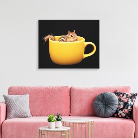 Niedlich Coffee Cup Chipmunk Leinwanddruck (Insitu (Wohnzimmer))