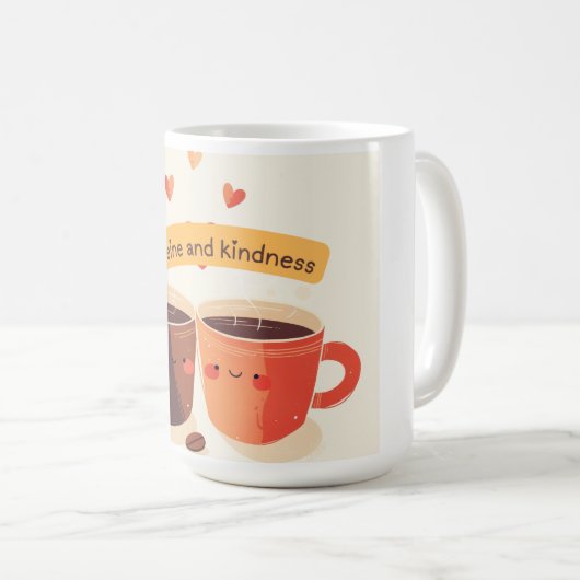 Niedlich Coffee Tasse - Coffein & Kindness Vibes (VorderseiteRechts)