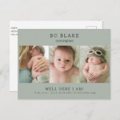Niedlich Collage Foto Sage Baby Geburtsankündigung Ankündigungspostkarte (Vorne/Hinten)