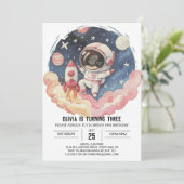 Niedlich Comet Elegance Astronaut Geburtstag Einladung (Stehend Vorderseite)
