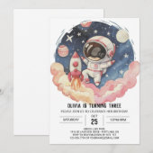 Niedlich Comet Elegance Astronaut Geburtstag Einladung (Vorne/Hinten)