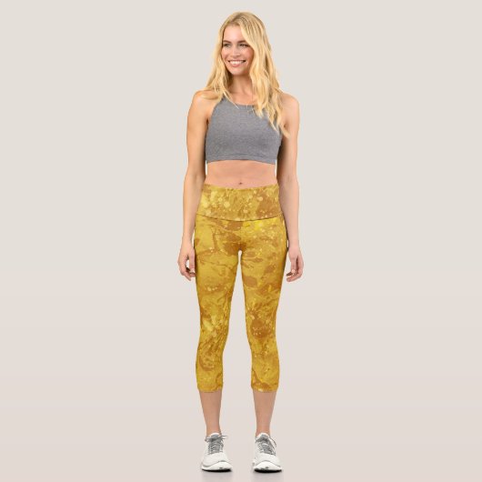 Niedlich Comfy Capris All-over Gold Bronze Print (Vorderseite)