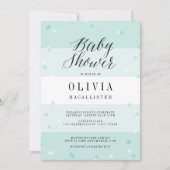 Niedlich Confetti Aqua Stripes Boy Babydusche einl Einladung (Vorderseite)
