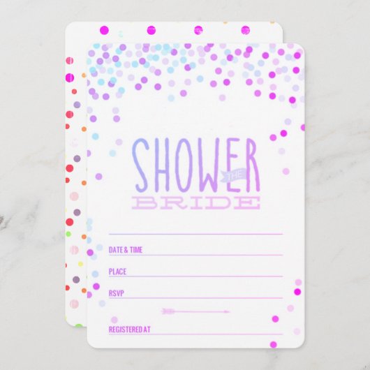 Niedlich Confetti Brautparty Einladung (Vorne/Hinten)