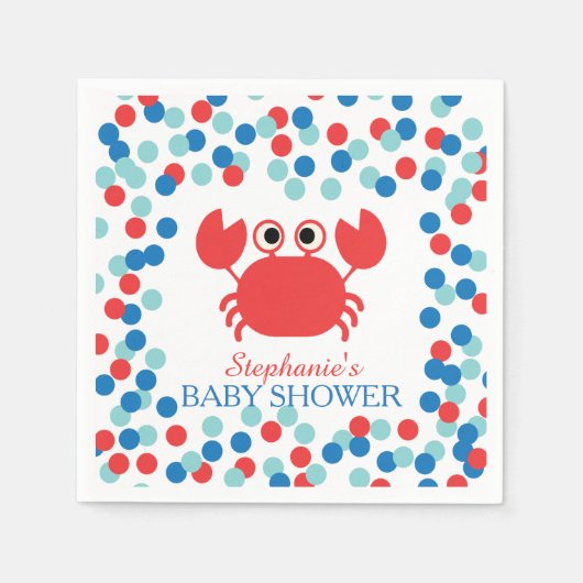 Niedlich Confetti Nautical Crab Babydusche Napkin Serviette (Vorderseite)
