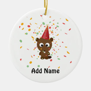 Niedlich Confetti Party Beaver Keramikornament