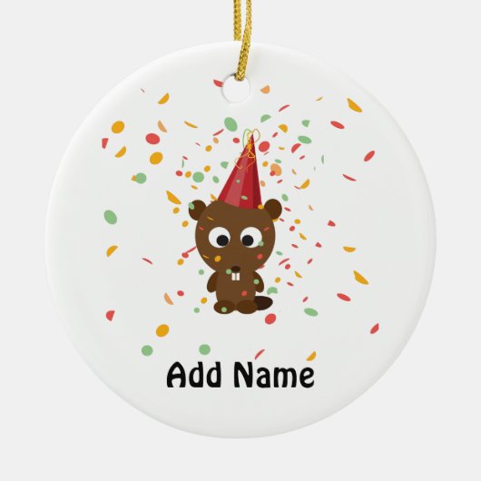 Niedlich Confetti Party Beaver Keramikornament (Vorne)