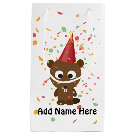 Niedlich Confetti Party Beaver Kleine Geschenktüte (Vorderseite)