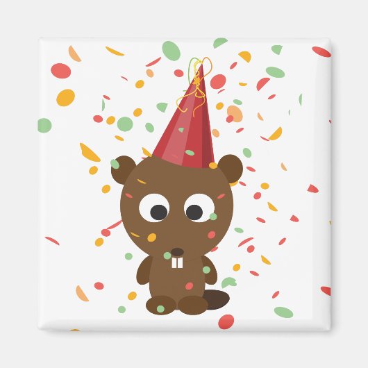Niedlich Confetti Party Beaver Magnet (Vorne)