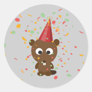 Niedlich Confetti Party Beaver Runder Aufkleber