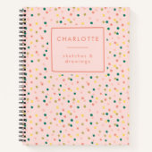 Niedlich Confetti Polka Dots Muster Blush Sketchbo Notizblock (Vorderseite)