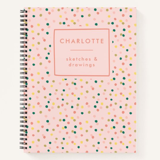 Niedlich Confetti Polka Dots Muster Blush Sketchbo Notizblock (Vorderseite)