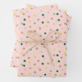 Niedlich Confetti Polka Dots Muster Rosa Grün Geschenkpapier Set (Beispiel)