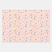 Niedlich Confetti Polka Dots Muster Rosa Grün Geschenkpapier Set (Vorderseite)