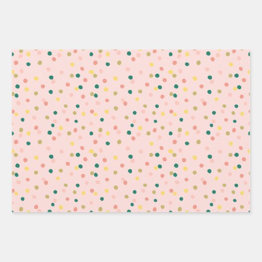 Niedlich Confetti Polka Dots Muster Rosa Grün Geschenkpapier Set (Vorderseite)