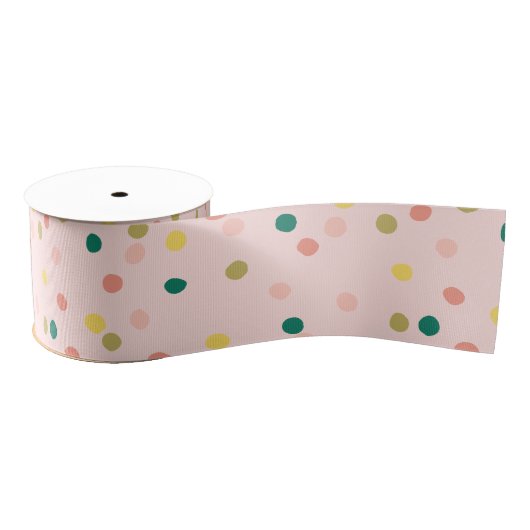 Niedlich Confetti Polka Dots Muster Rosa Grün Ripsband (Spule)