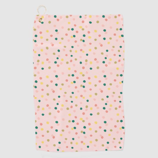 Niedlich Confetti Polka Dots Muster Schwarz Grün Golfhandtuch (Vorderseite)