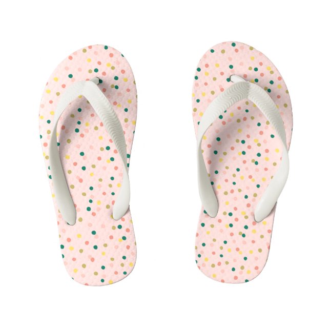 Niedlich Confetti Polka Dots Muster Schwarz Grün Kinderbadesandalen (Fußbett)