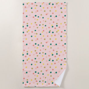 Niedlich Confetti Polka Dots Muster Schwarz Grün Strandtuch