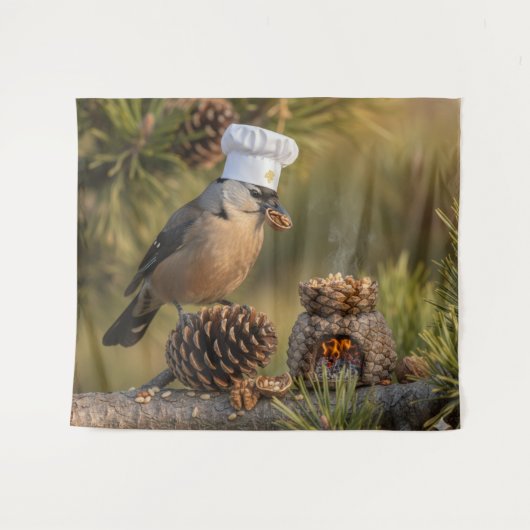 Niedlich Cooking Koch Nutcracker Bird Wandteppich (Vorderseite (Horizontal))