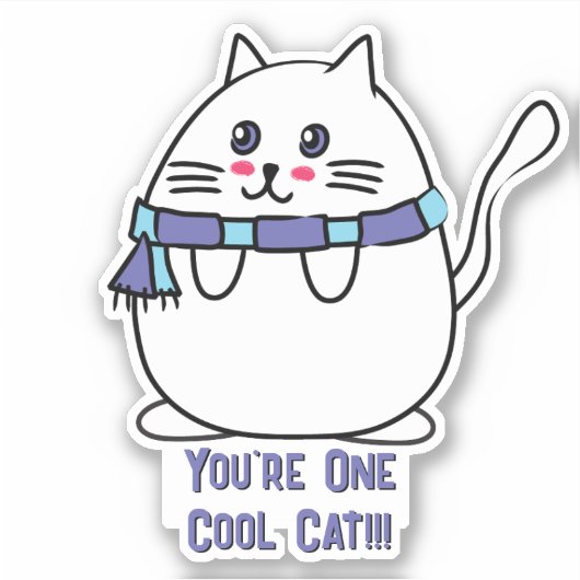 Niedlich Cooler Cat Cartoon Funny Kawaii Cat Lover Aufkleber (Vorderseite)