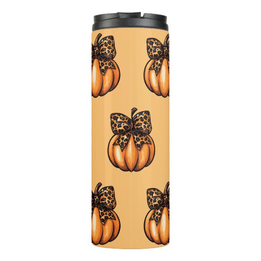 Niedlich Coquette Autumn Halloween Leopart Pumpkin Thermosbecher (Rückseite)