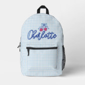 Niedlich Coquette Blue Bow Kariert Personalisiert Bedruckter Rucksack (Vorderseite)