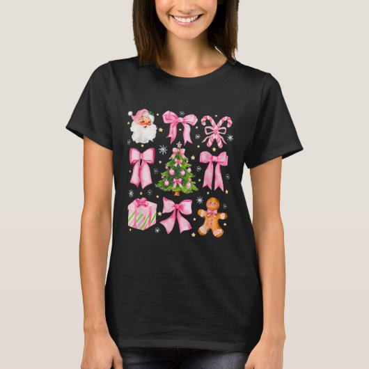 Niedlich Coquette Bow Nk Weihnachtsbaum Santa Ging T-Shirt (Vorderseite)