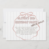 Niedlich Coquette Bow Pajama gestreift Party Gebur Einladung (Rückseite)