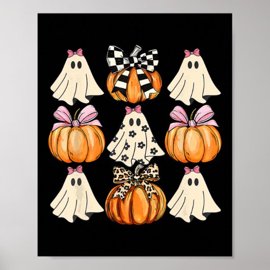 Niedlich Coquette Bows Ghost Pumpkin Saison Hallow Poster (Vorne)