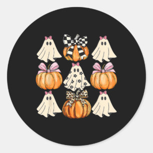 Niedlich Coquette Bows Ghost Pumpkin Saison Hallow Runder Aufkleber