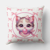 Niedlich Coquette Cat Pink Bow Bandanna Bubble Gum Kissen (Rückseite)