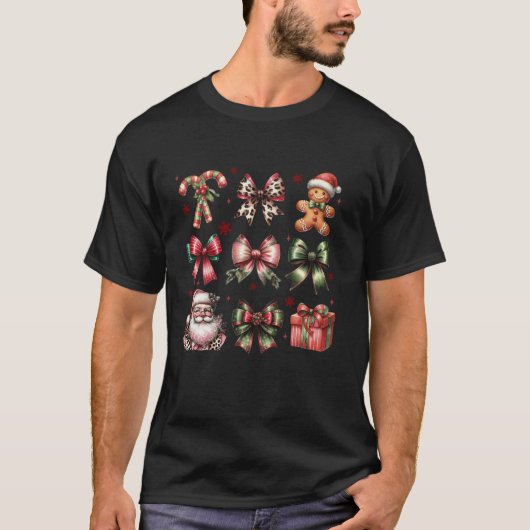 Niedlich Coquette Christmas Girly Bow Gingerbread  T-Shirt (Vorderseite)