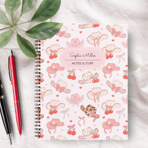 Niedlich Coquette Cowgirl Hat Cherry Bow Monogram Notizblock