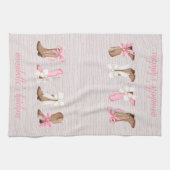 Niedlich Coquette Cowgirl Stiefel Personalisiert Geschirrtuch (Horizontal)