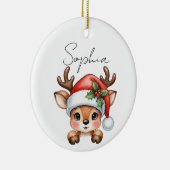 Niedlich Coquette Floral Weihnachts-Reindeer Keramik Ornament (Rechts)