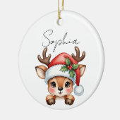 Niedlich Coquette Floral Weihnachts-Reindeer Keramik Ornament (Links)