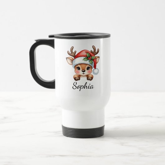 Niedlich Coquette Floral Weihnachts-Reindeer Reisebecher (Links)