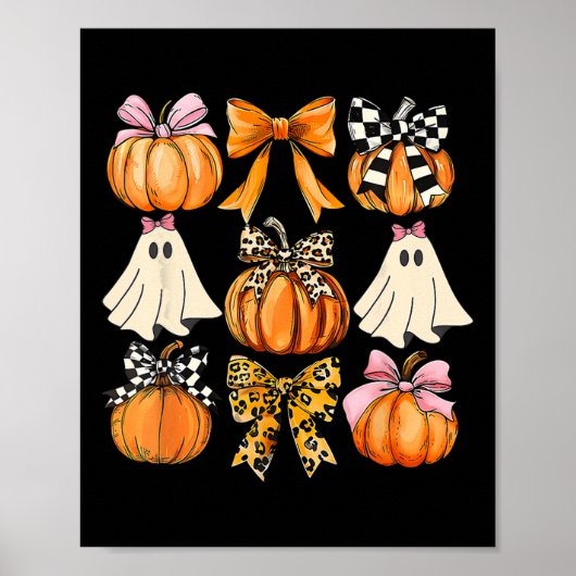 Niedlich Coquette Ghost Pink Coquette Bows Pumpkin Poster (Vorne)