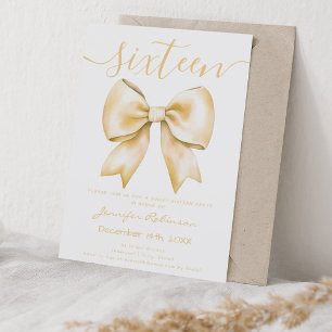 Niedlich Coquette Gold Bow Sweet 16 Geburtstag Einladung