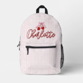 Niedlich Coquette Pink Bow Kariert Personalisiert Bedruckter Rucksack (Vorderseite)