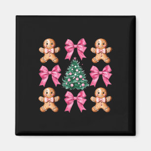 Niedlich Coquette Pink Bow Xmas Gingerbread Mann C Magnet
