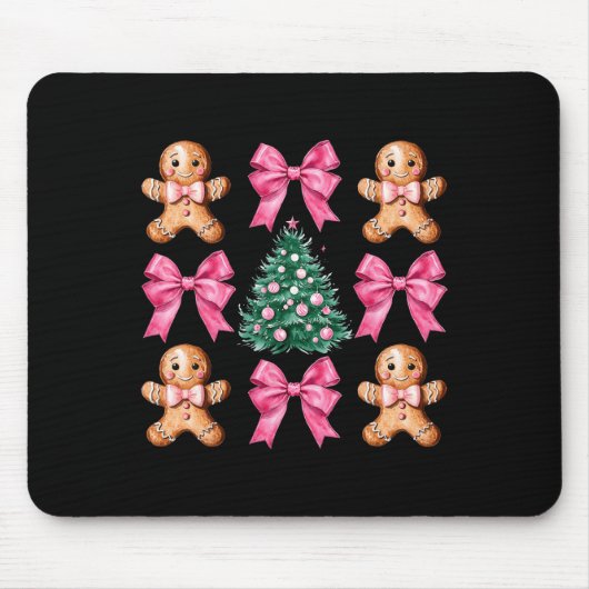 Niedlich Coquette Pink Bow Xmas Gingerbread Mann C Mousepad (Vorne)