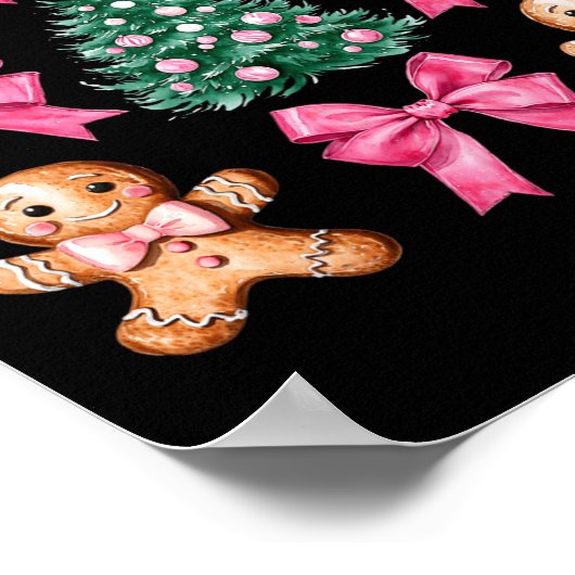 Niedlich Coquette Pink Bow Xmas Gingerbread Mann C Poster (Ecke)