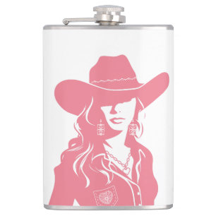 Niedlich Coquette Pink Cowgirl Western Country Chi Flachmann