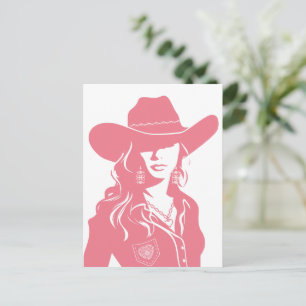 Niedlich Coquette Pink Cowgirl Western Country Chi Postkarte